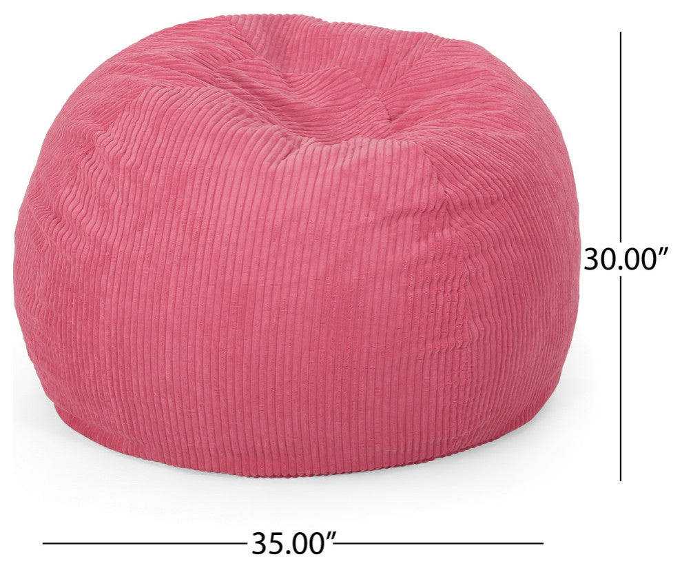 Spring 3 Foot Corduroy Beanbag, Pink Rose