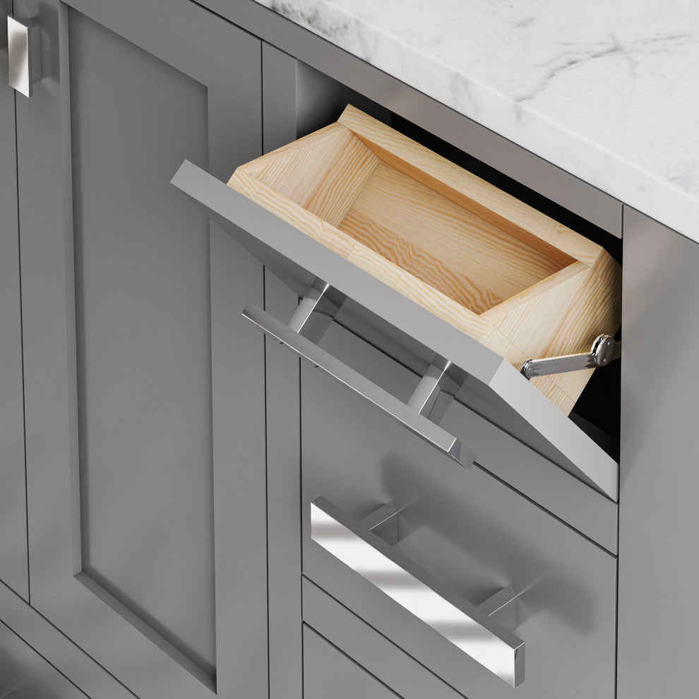 36" Wide Cashmere Gray Single Sink Bathroom Vanity, Faucet Included