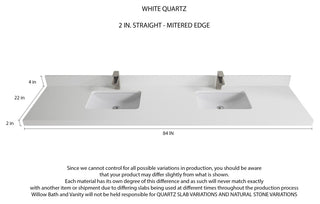 Madison Teak 84 Double Sink Bath Vanity in Dark Natural 2" White Quartz