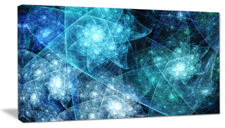 Blue Rotating Polyhedron, Abstract Canvas Art Print, 40x20