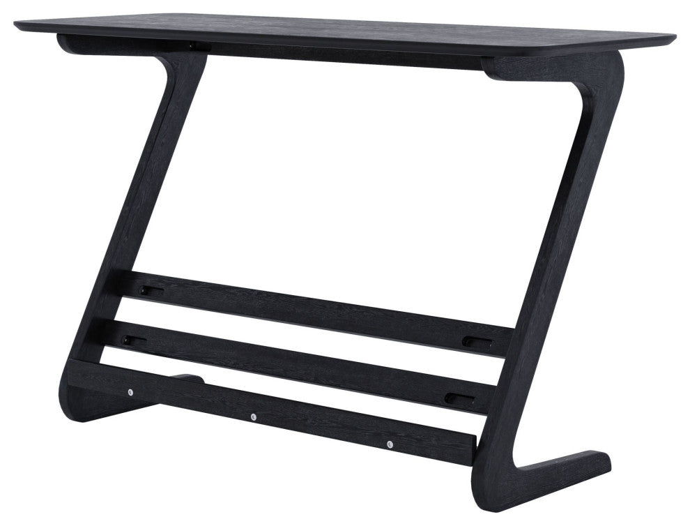Computer Work Desk, Rectangular, Wood, Black, Mid Century Home Business Office