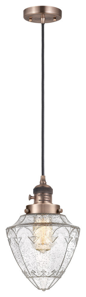 Innovations 201CSW-AC-G664-7-LED 1 Light Pendant, Switch, Antique Copper