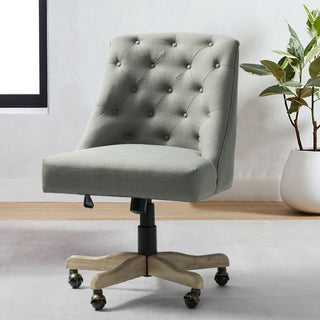 Swivel Task Chair With Tufted Back, Gray