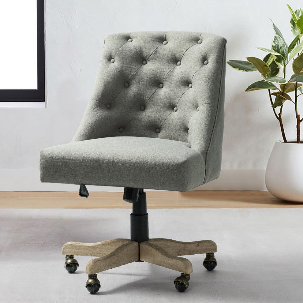 Swivel Task Chair With Tufted Back, Gray