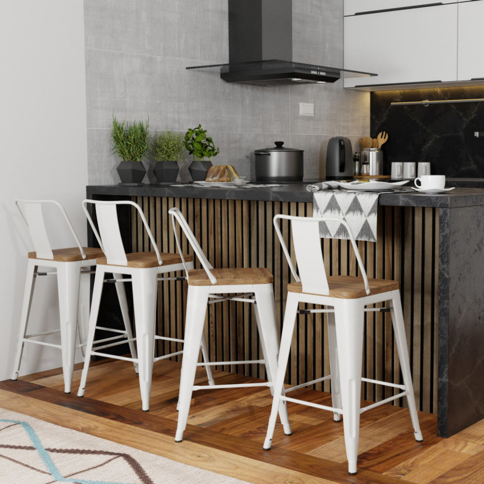 Rayne 24 inch Metal / Wood Counter Height Stool (Set of 4)