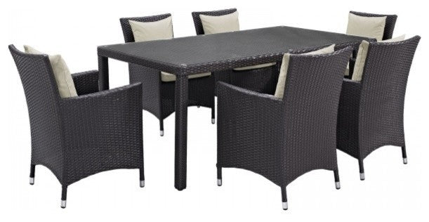 Espresso Beige Convene 7-Piece Outdoor Patio Dining Set