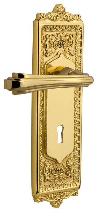Egg & Dart Plate With Keyhole Fleur Lever, Polished Brass, Double Dummy, Non