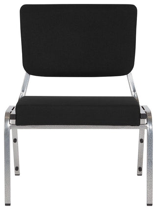 Black Antimicrobial Fabric Bariatric Chair With Panel Back and Silver Vein Frame