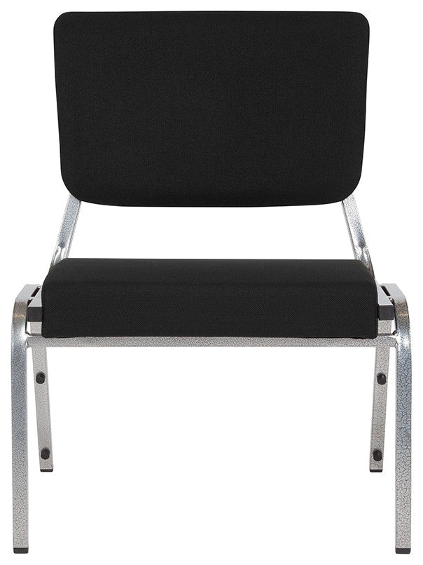 Black Antimicrobial Fabric Bariatric Chair With Panel Back and Silver Vein Frame