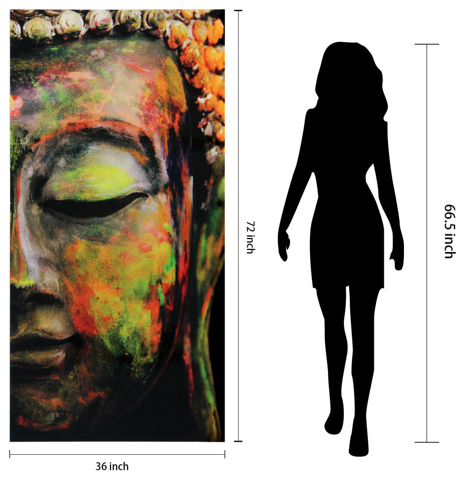 Buddha Wall Art Frameless Free Floating Tempered Art Glass