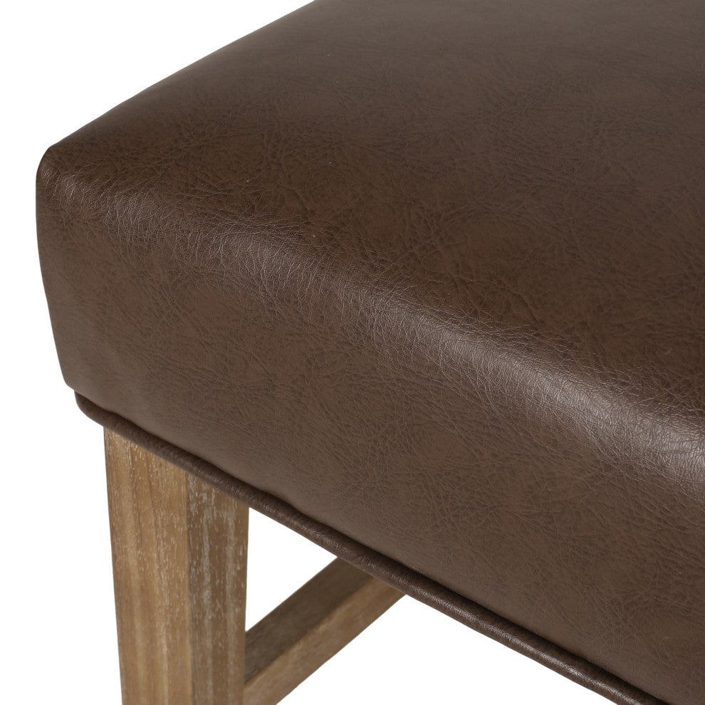 Loyning Contemporary Tufted Dining Chairs (Set of 2), Dark Brown/Natural, Faux Leather