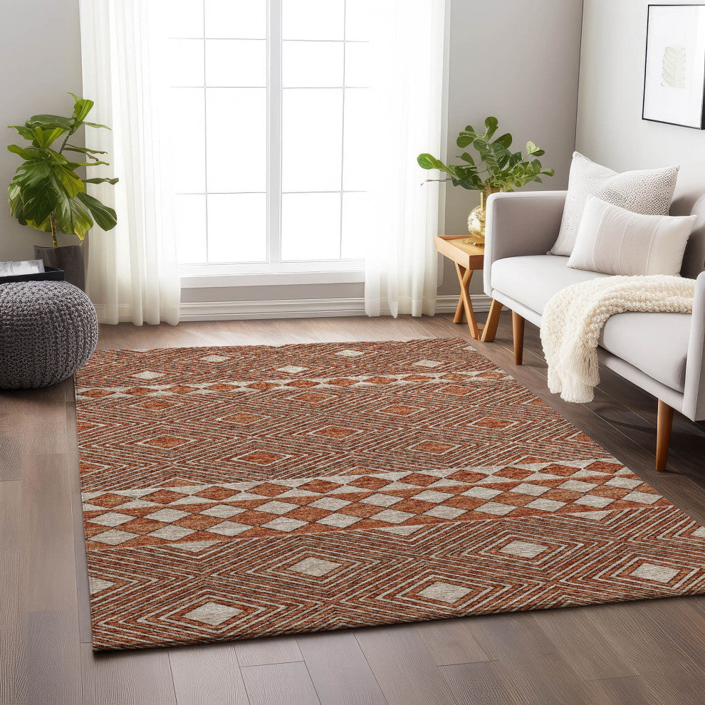 Addison Premium Washable Mayfield AMF107 Red 3' x 5' Rug