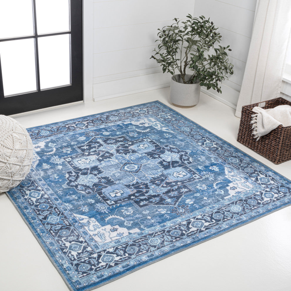 Maris Ornate Medallion Machine-Washable Area Rug