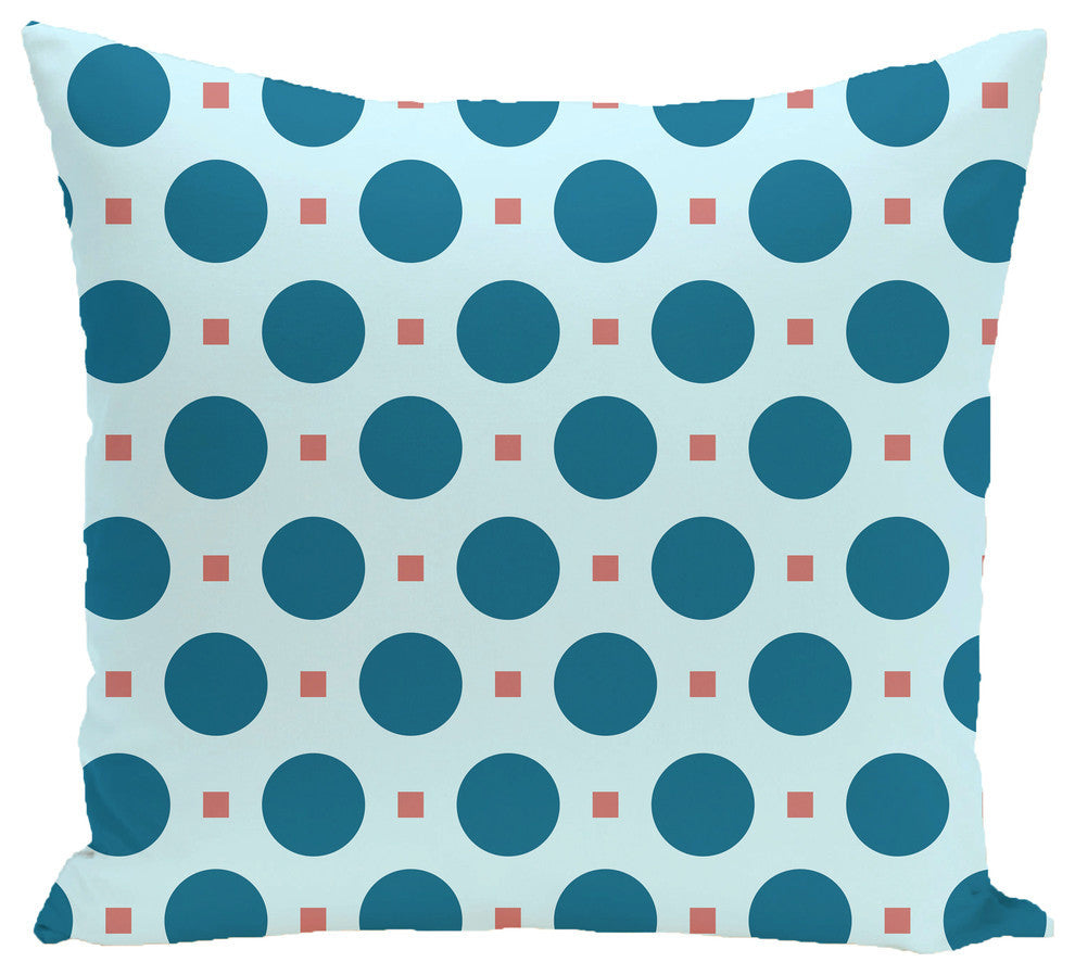 Dot Dash Geometric Print Pillow, Teal, 20"x20"