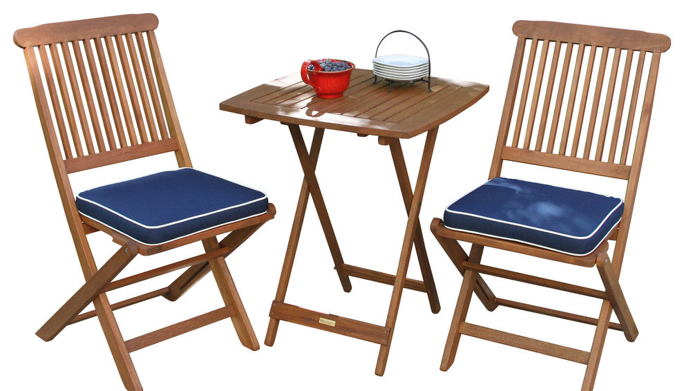 Glenoak 3-Piece Square Bistro Folding Set, Navy