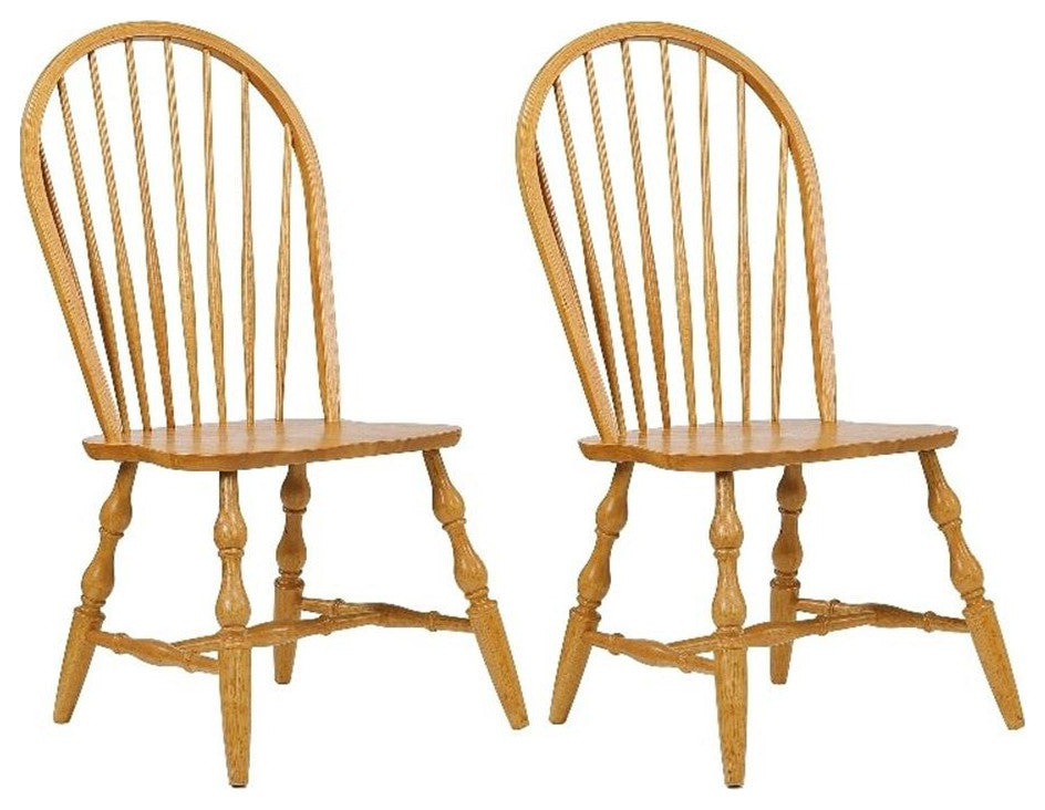 Sunset Trading Oak Selections 18" Wood Windsor Dining Chair in Oak (Set of 2)