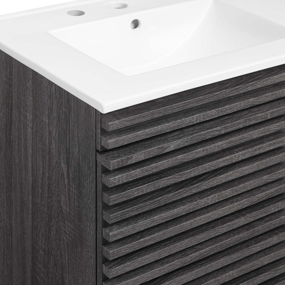 Render 48" Wall-Mount Bathroom Vanity, Charcoal White