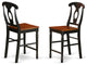 Kenley Counter Height Stools With Wood Seat, Black And Cherry- Set of 2