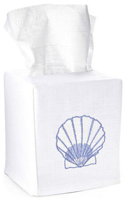 Tissue Box Cover, Blue Scallop