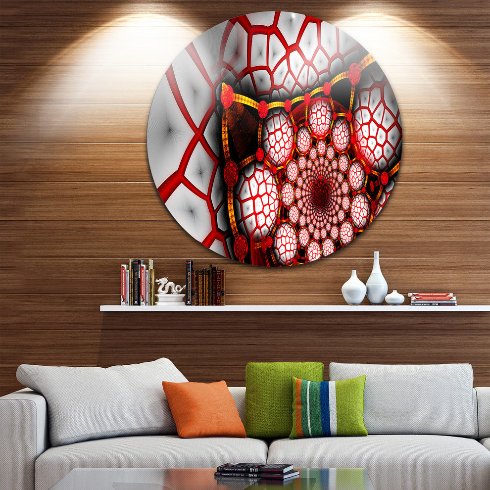 Unique Light Red Fractal Design Pattern, Abstract Disc Artwork, 23"