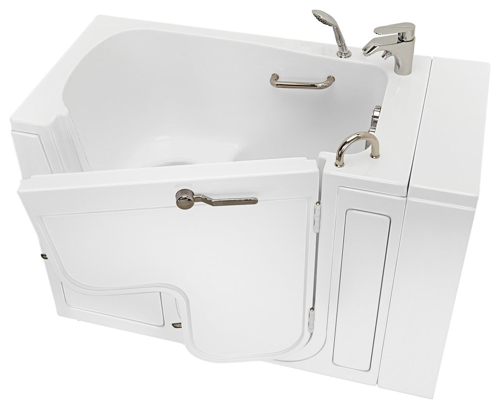 Ella Wheelchair Transfer 30"x52" Acrylic Soaking Walk-In Bathtub, Dual Drain