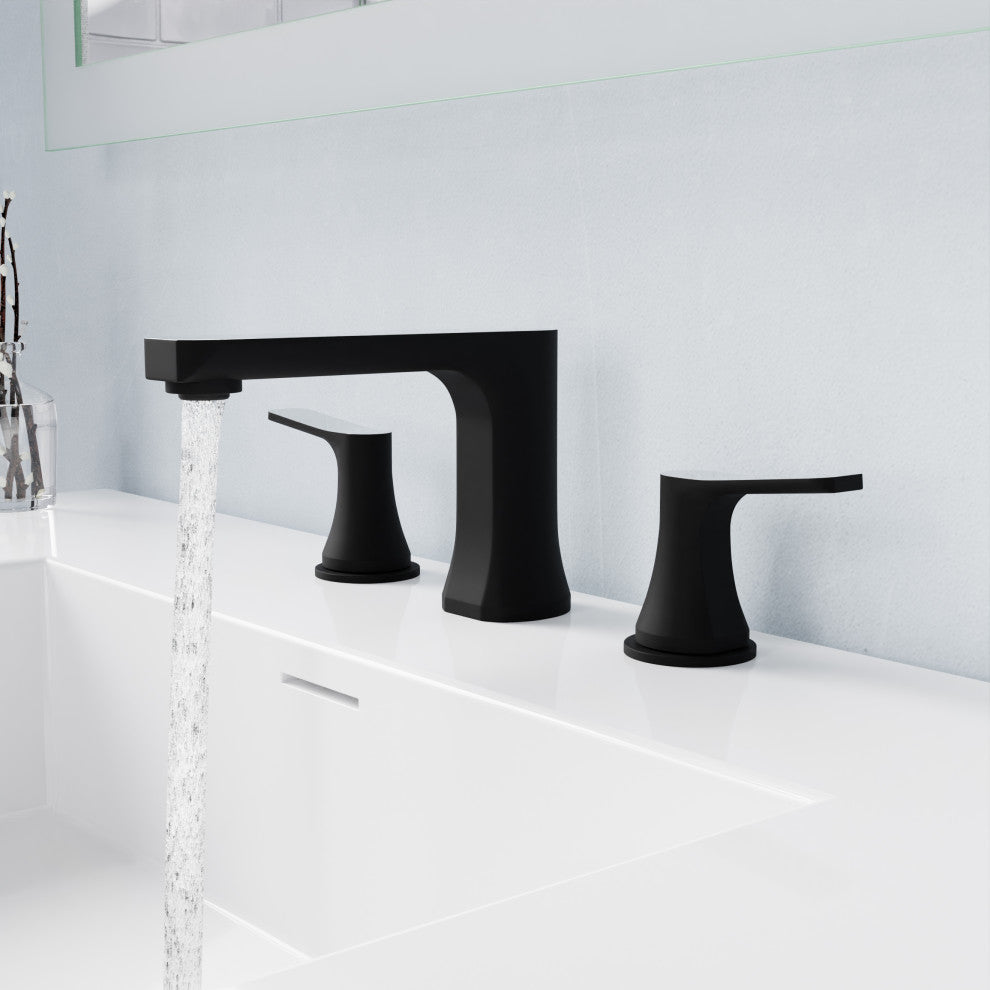 2-Handle 3-Hole Widespread Bathroom Faucet, Matte Black and Chrome