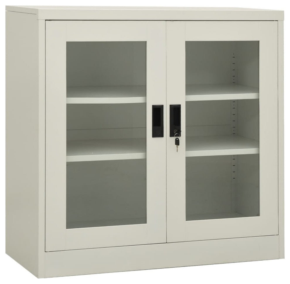 vidaXL Office Cabinet Storage Cabinet Home Display Cabinet Light Gray Steel
