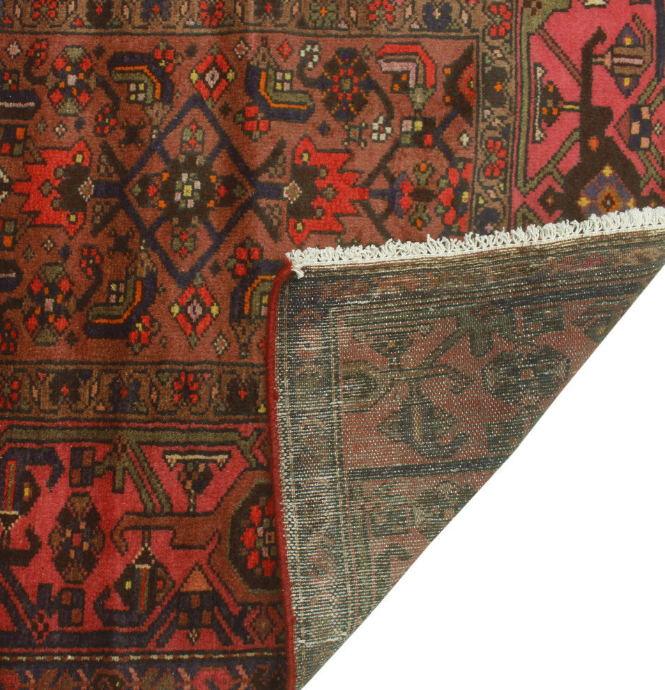 Fine Vintage Distressed Waqi Brown/Rose Runner, 3'6x9'9