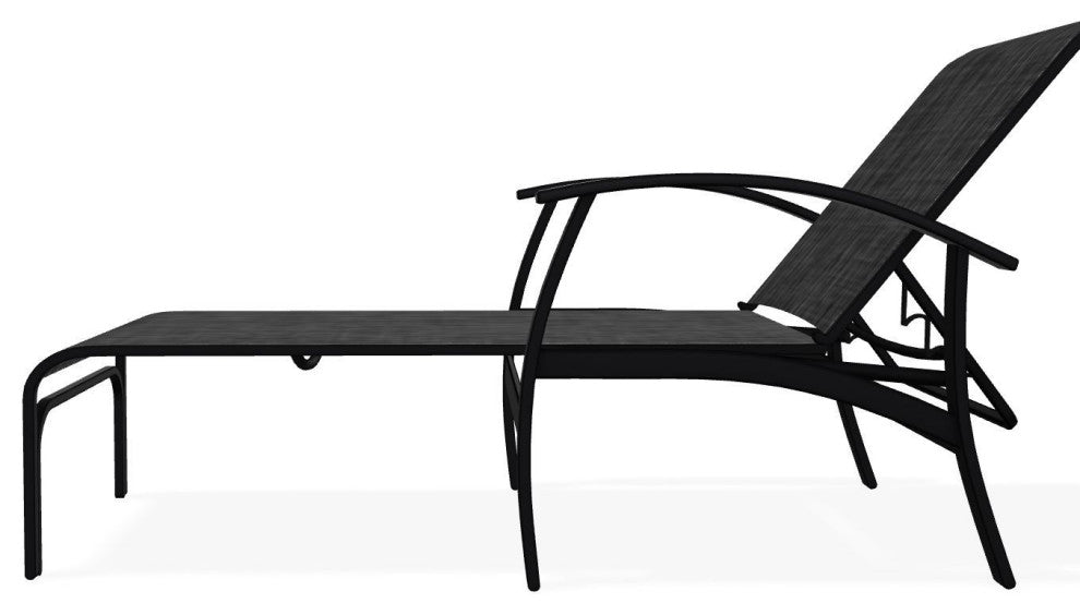 Belle Isle Sling 4-Position Outdoor Chaise Lounge, Augustine Shadow/Black