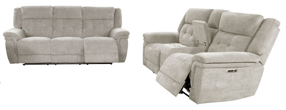 Richland Bristol Grey Power Reclining Sofa and Loveseat