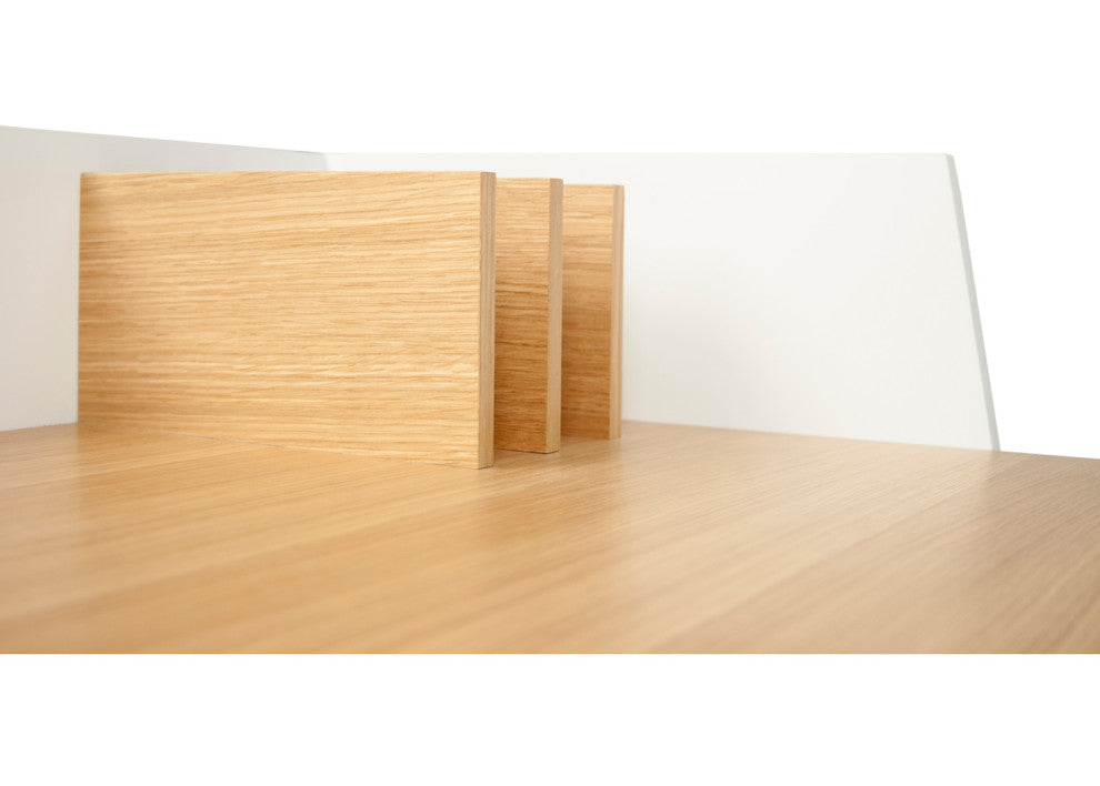 Modern Small Home Office Laptop Table Desk, Oak/White