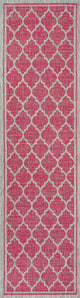 Trebol Moroccan Trellis Textured Weave Indoor/Outdoor, Fuchsia/Light Gray, 2x10