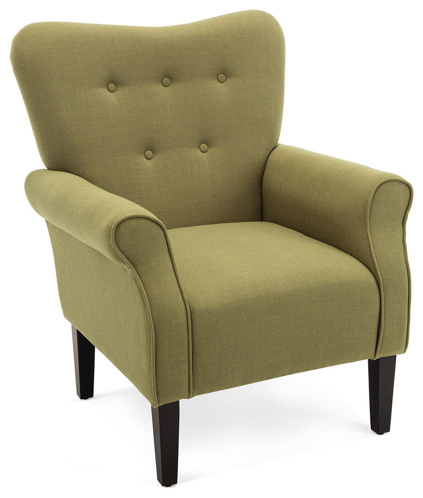 High Wingback Linen Armchair, Avocado
