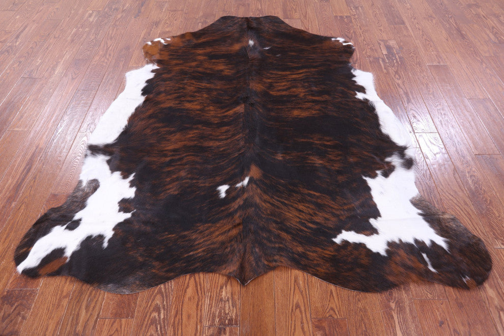 6' 7" X 6' 4" Brindle Natural Cowhide Rug C2365