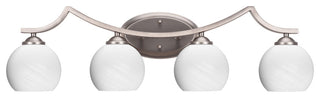 Zilo 4 Light Bath Bar Shown, Graphite Finish With 5.75" White Marble Glass