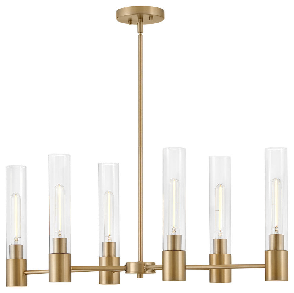 Lark 85406 Shea 6 Light 34"W Linear Chandelier - Lacquered Brass