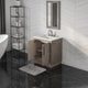 Hugo Carrara White Marble Countertop Bathroom Vanity in Grey Oak, Bronze Handle, 30", Vanity With Hook Faucet