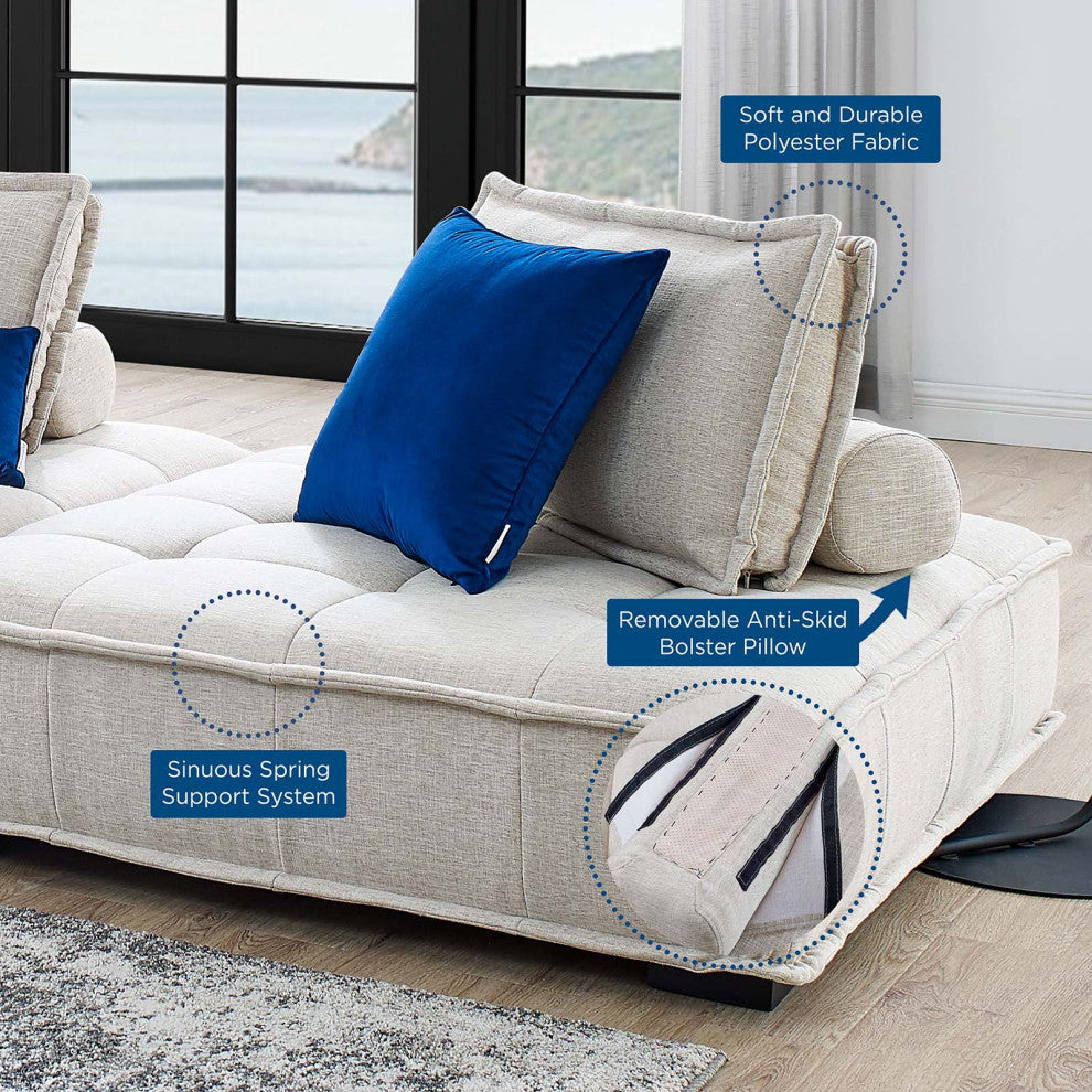 Saunter Tufted Fabric Fabric 5-Piece Sectional Sofa Beige