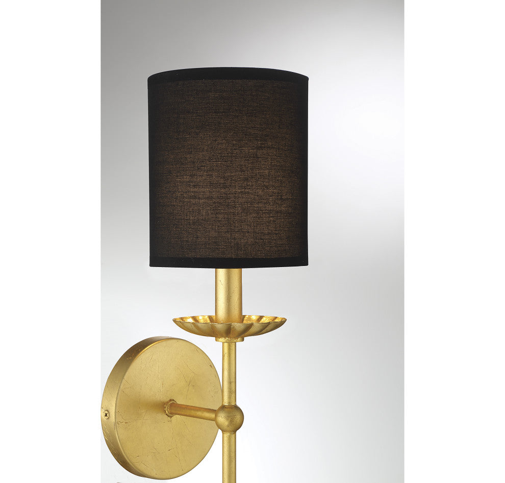 1-Light Wall Sconce, Matte Black, True Gold
