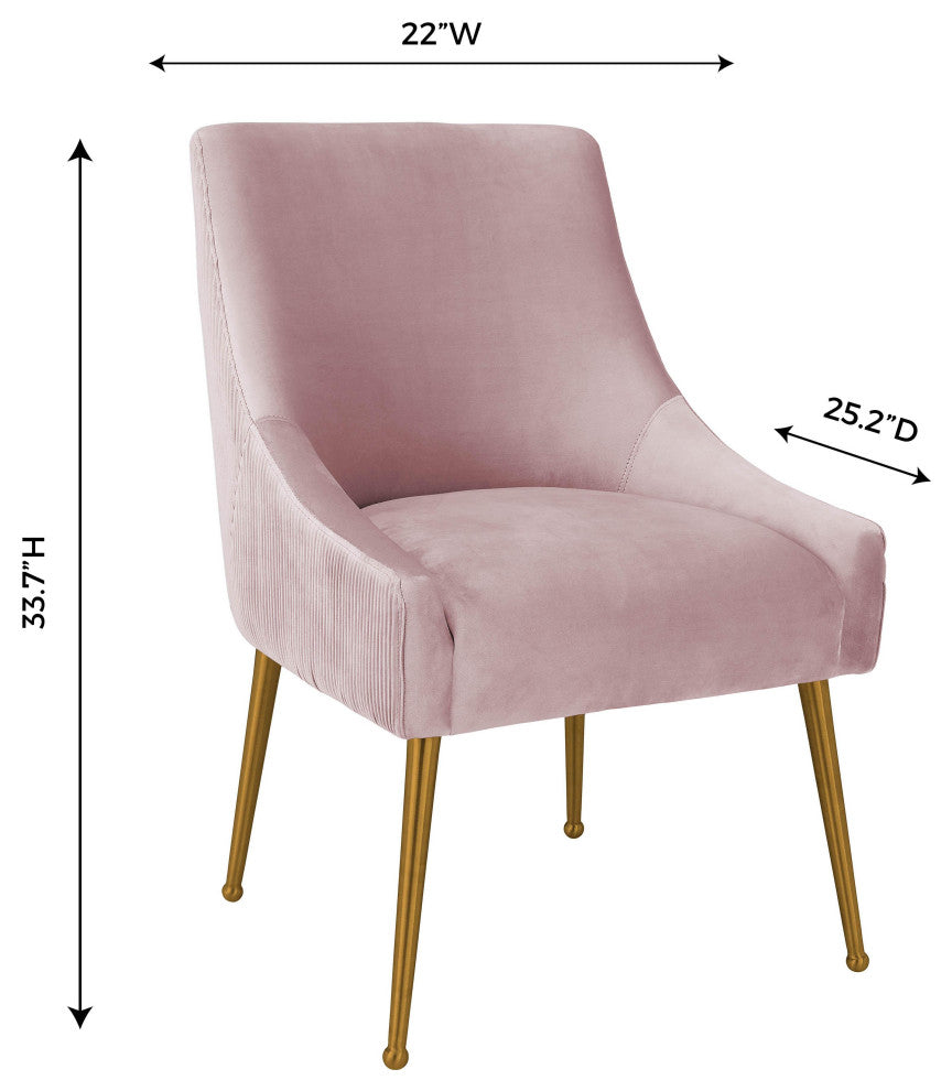 Beatrix Pleated Velvet Side Chair, Mauve