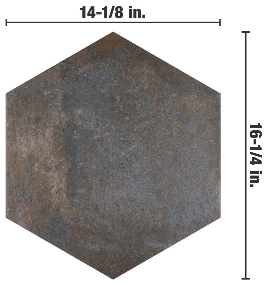 Boston Ferro Hex Ombra Porcelain Floor and Wall Tile