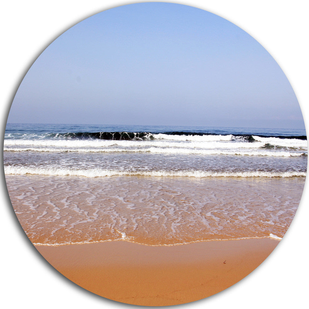 Beautiful Sea And Beach Ashdod Israel, Seascape Disc Metal Artwork, 11"