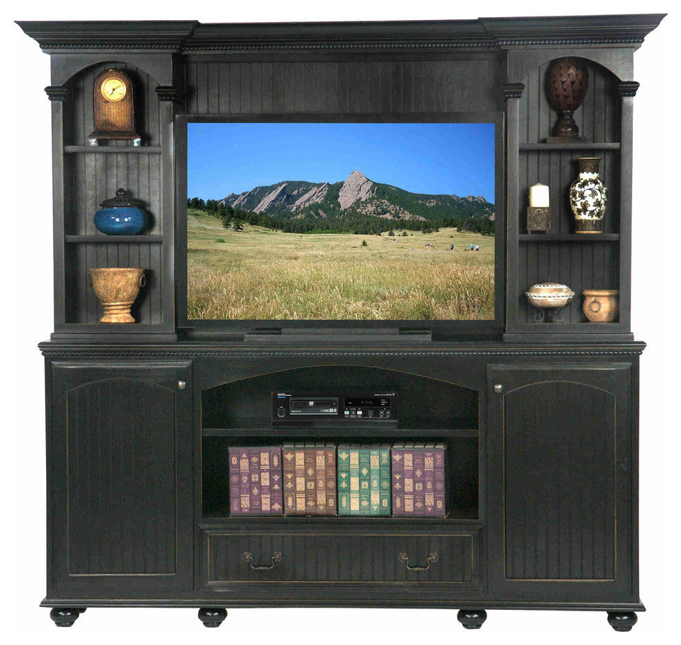 American Premiere 80" Entertainment Console, Concord Cherry, With Hutch