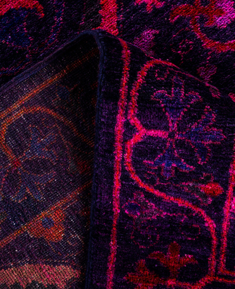 Overdyed One-of-a-Kind Hand-Knotted Area Rug Purple, 4' 3" x 5' 6"
