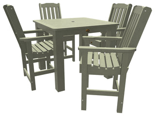 Springville 5-Piece Square Counter Dining Set, Weathered Acorn, Eucalyptus