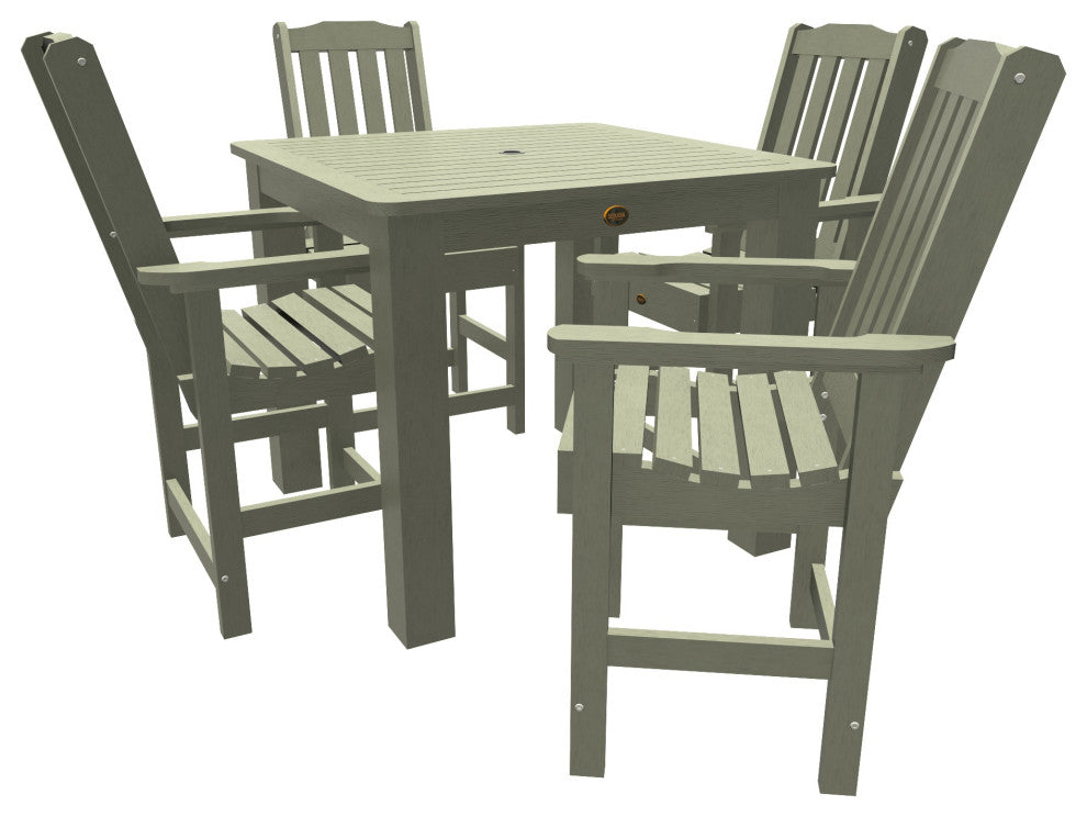 Springville 5-Piece Square Counter Dining Set, Weathered Acorn, Eucalyptus
