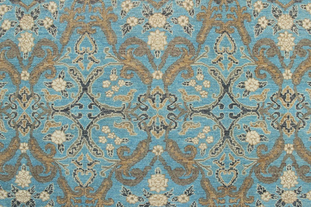Fine Chobi Muntaqim Light Blue/Brown Rug, 6'3x9'1