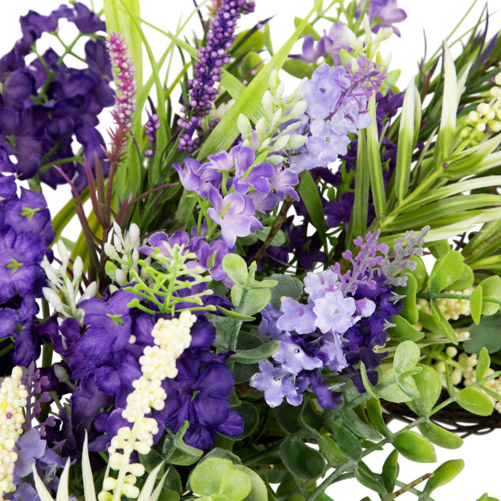 Lavender and Foliage Artificial Spring Wreath 24"