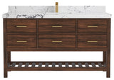 Parker Teak 60" Single Sink Bath Vanity in Dark Walnut2" Viola Night