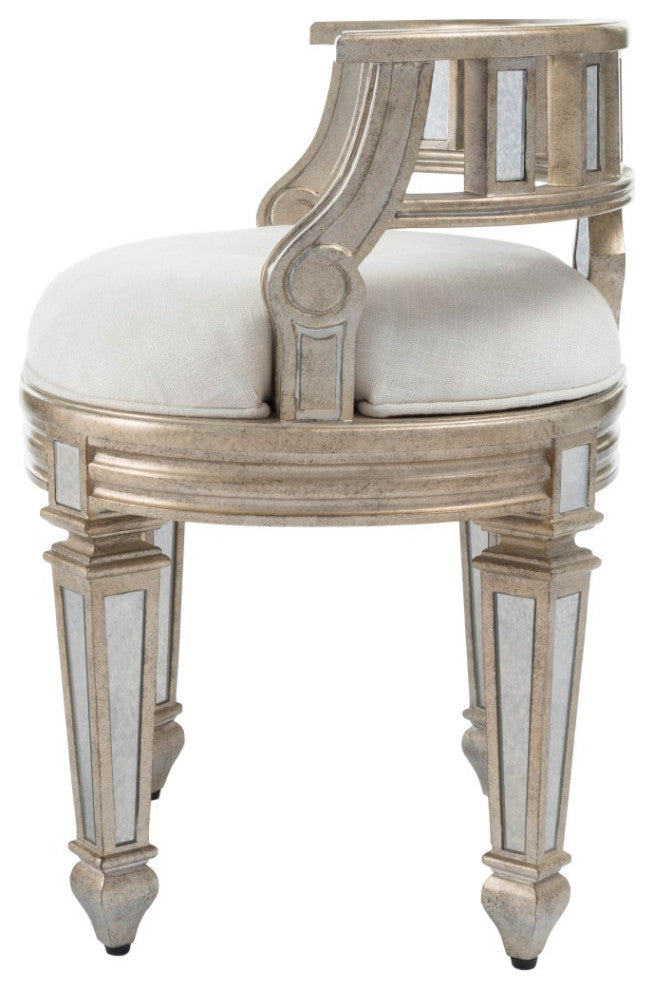 Mirrored Crescent Vanity Stool